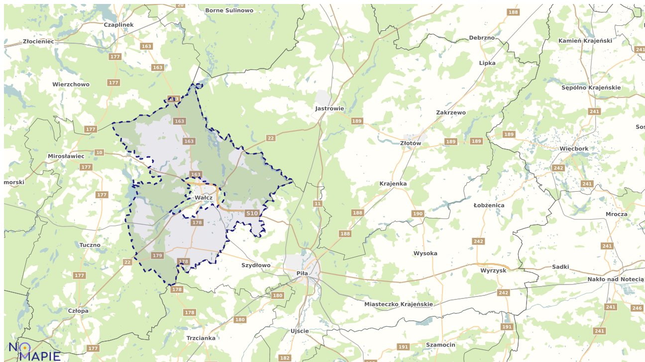 Mapa obszarów ochrony przyrody Wałcza