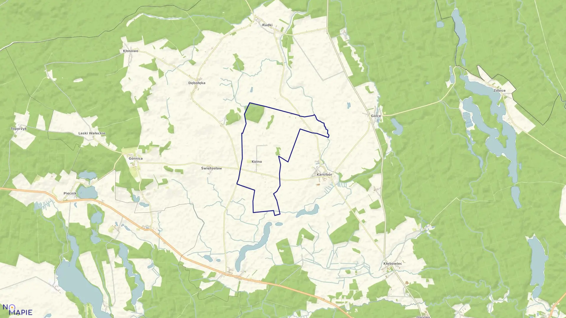 Mapa obrębu Kolno w gminie Wałcz