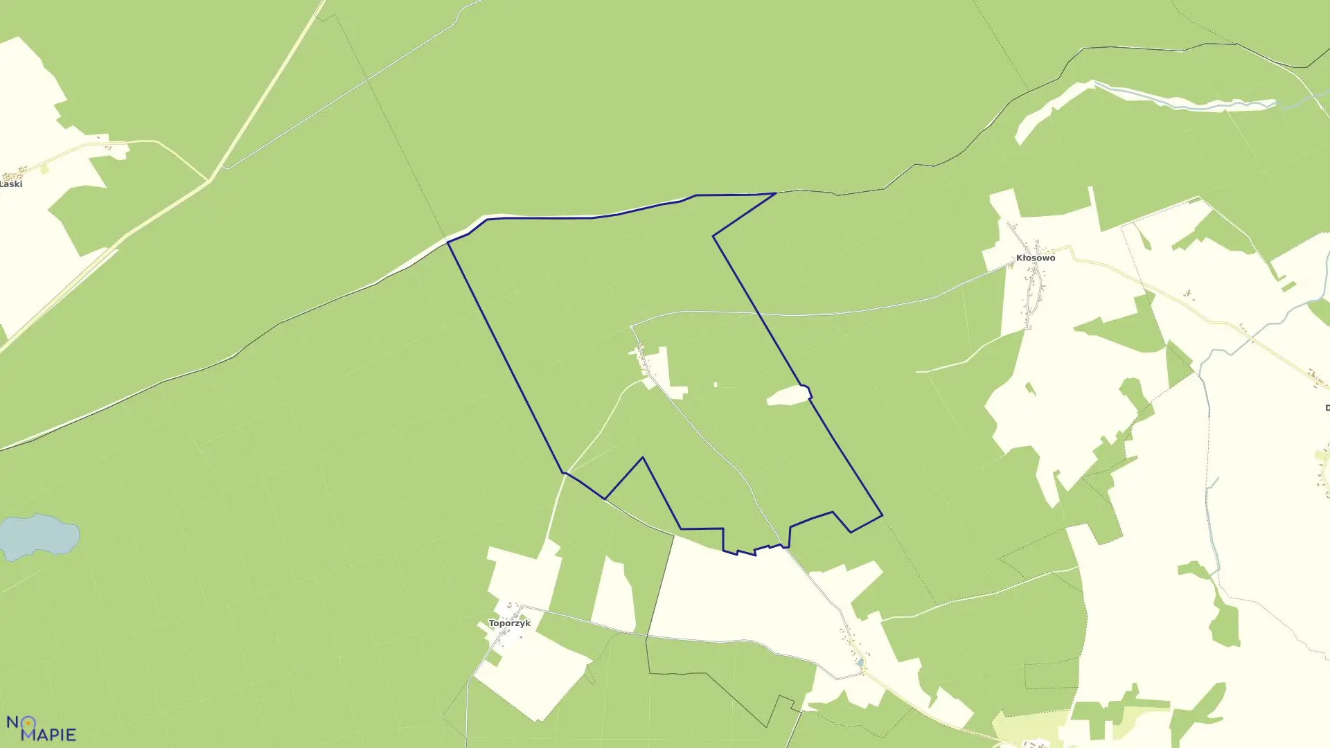 Mapa obrębu Lipie w gminie Wałcz
